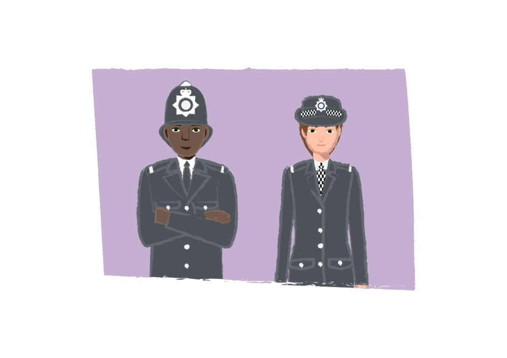 Illustrated image of police officers